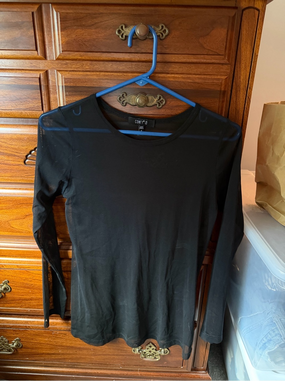 comfy USA sheer crew neck top
